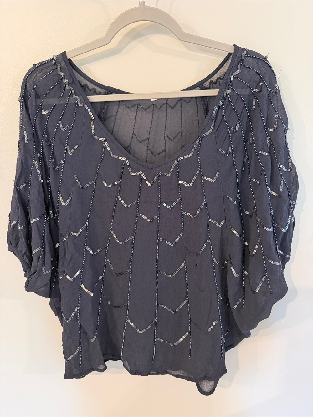 Willow & Clay Navy Sequin Scoop Neck Tunic